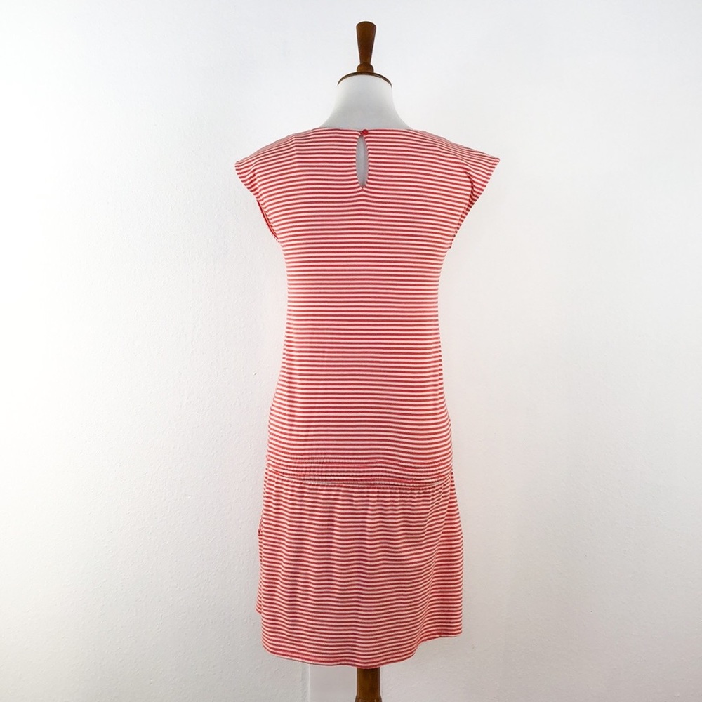 Vince Red White Striped T-Shirt Style Dress - Picture 4 of 7
